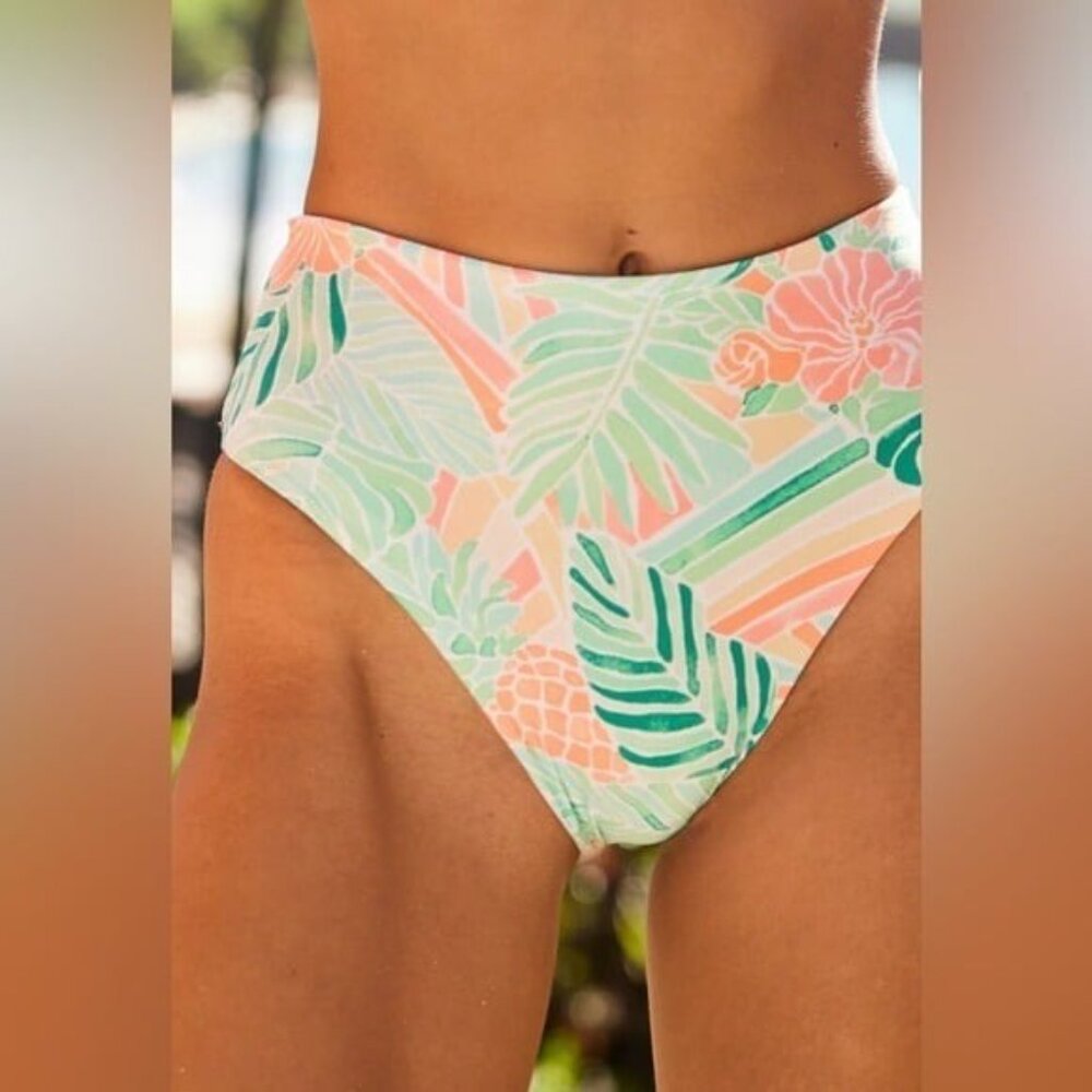 NEW! Kenny Flowers The Hawaii High Waist Bikini Bottom Tropical SZ XL